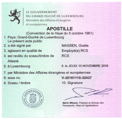 卢森堡海牙认证