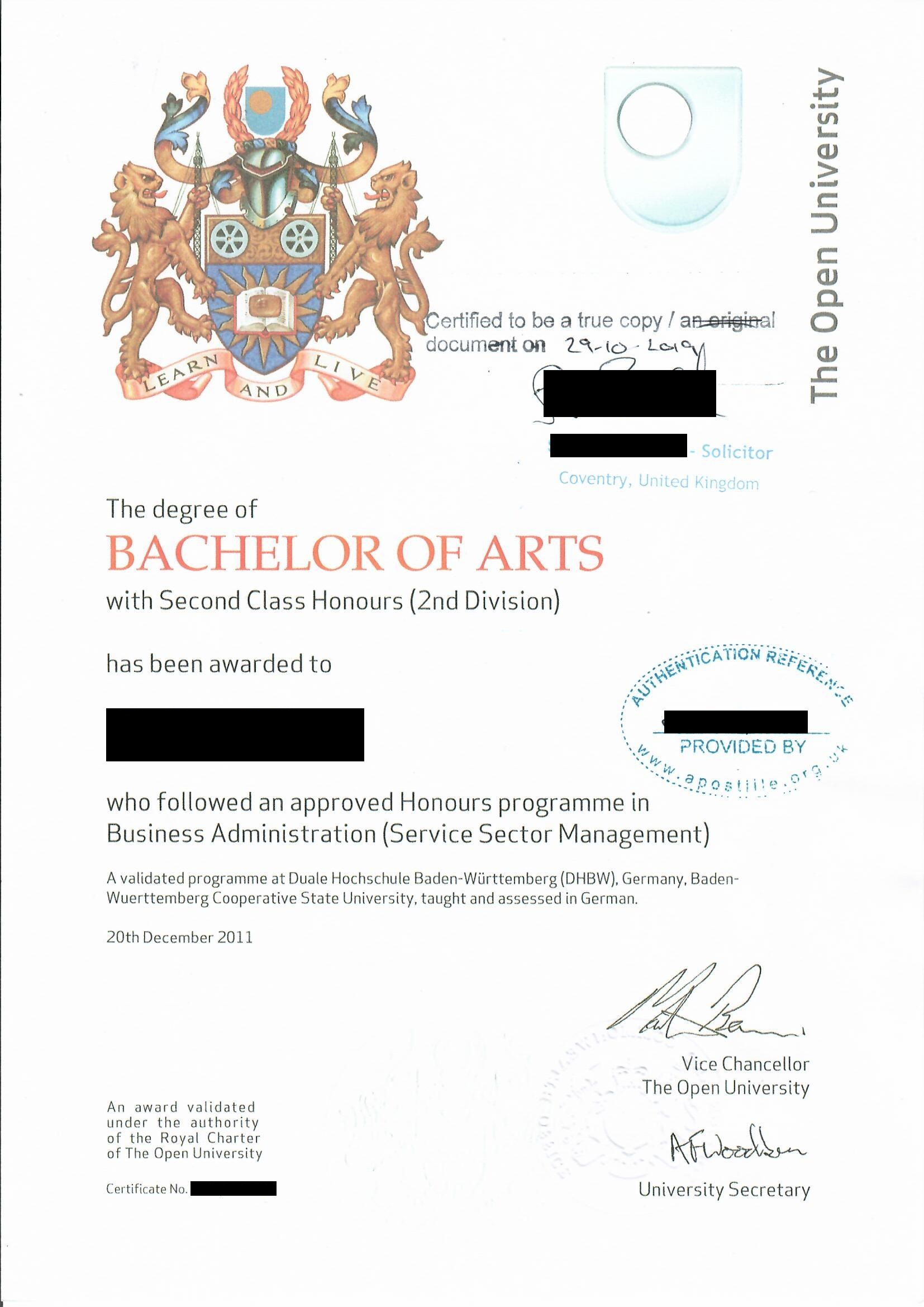 英国学位证样本