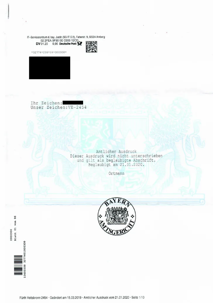 德国土地登记簿摘录 德国土地登记簿摘录