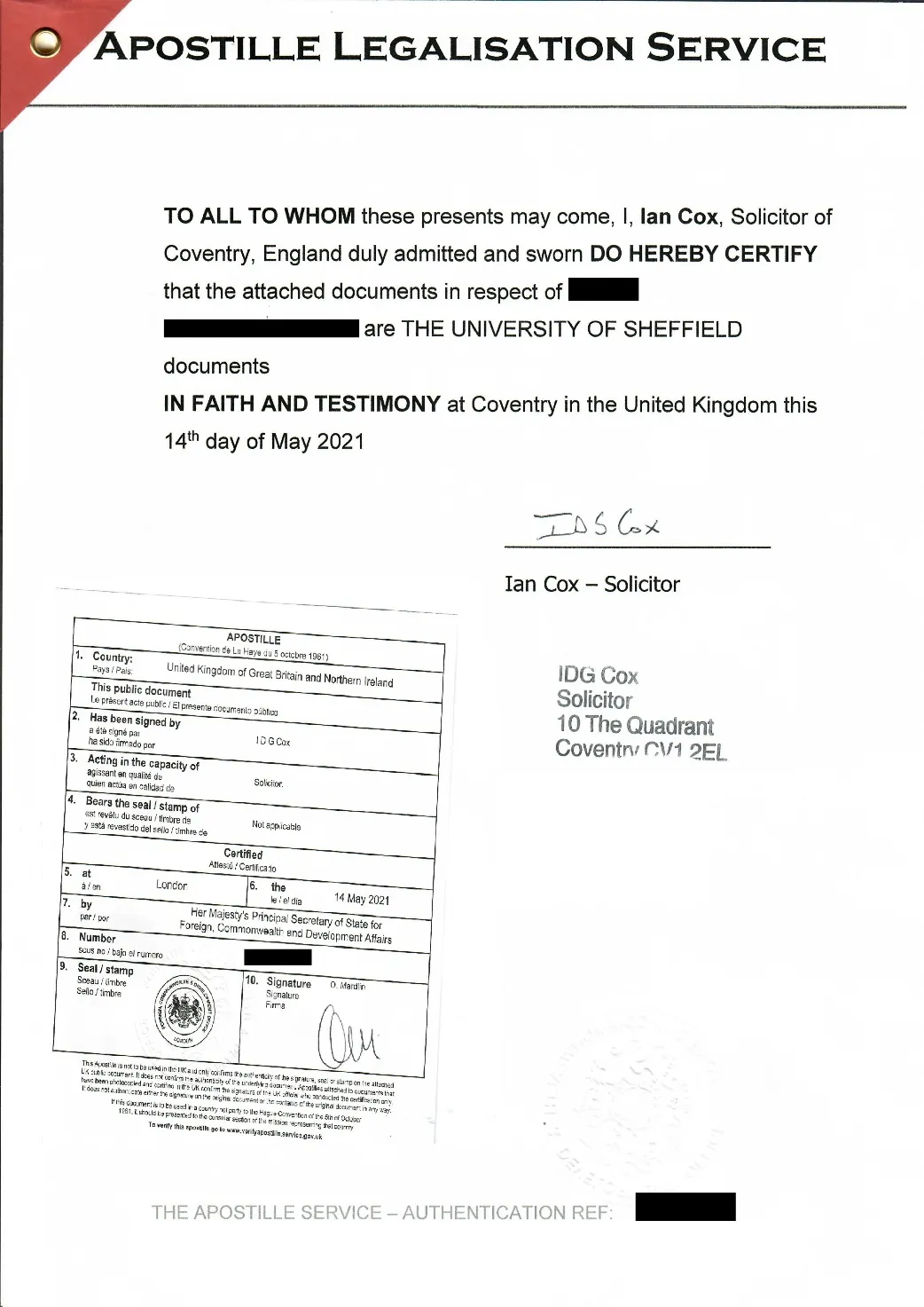 英国学位证海牙认证样本